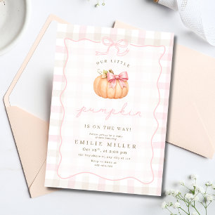 Kleine Kürbis-Baby-Party Herbst Rosa Kürbis-Schlei Einladung