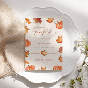 Kleine Kürbis-Baby-Party Herbst Verbranntes Orange Einladung