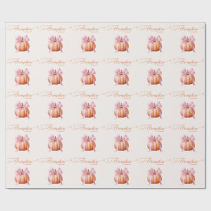 Kleine Kürbis-Baby-Party – Rosa Schleife Herbst Geschenkpapier