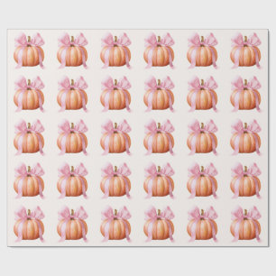 Kleine Kürbis-Baby-Party – Rosa Schleife Herbst Geschenkpapier