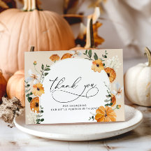 Kleine Kürbis Babydusche danke Karte