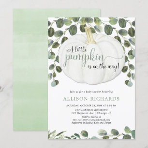 Kleine Kürbis, geschlechtsneutral, grüne Babydusch Einladung