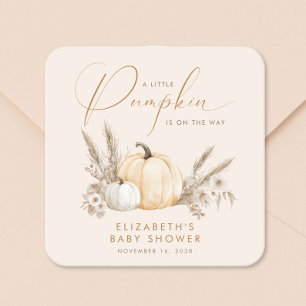 Kleine Kürbis Herbst-Baby-Party Quadratischer Aufkleber