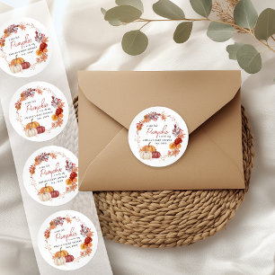 Kleine Kürbis-Herbst-Baby-Party Runder Aufkleber