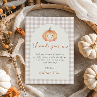 Kleine Kürbis Herbst-Baby-Shower-Dankeskarten Dankeskarte