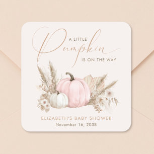 Kleine Kürbis-Herbst-Babymädchen-Party Quadratischer Aufkleber