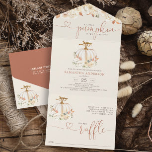 Kleine Kürbis Herbst-Windeln-Raffle All In One Einladung