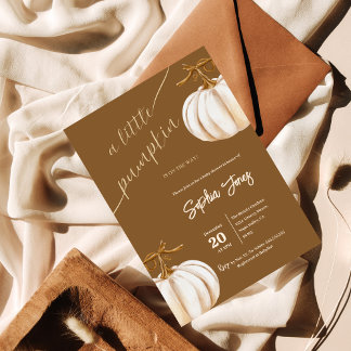 Kleine Kürbis-Herbstbrause-Babydusche Einladung