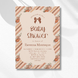 Kleine Kürbis Orange Gestreifter Bogen Baby Shower Einladung