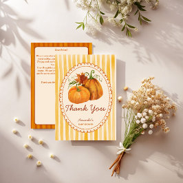 Kleine Kürbis Retro Babydusche danke Karten