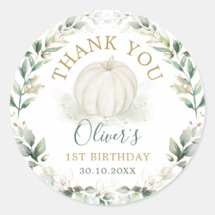 Kleine Kürbis-Sage-Greenery-Gold-Kranz-Geburtstag Runder Aufkleber