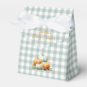 Kleine Kürbis-Sage-Grün-Gingham-Herbst-Babyparty Geschenkschachtel