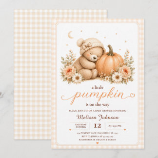 Kleine Kürbis-Schlaf-Teddy-Baby-Party Einladung
