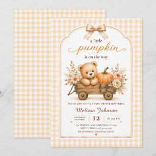 Kleine Kürbis-Teddy-Wagen-Baby-Party Einladung