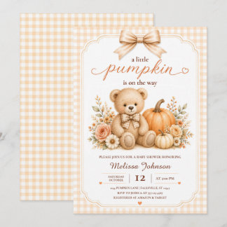 Kleine Kürbis-Teddybär-Baby-Party Einladung