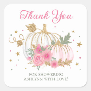 Kleine Kürbis-Zwilling Mädchen Baby Shower Danke Quadratischer Aufkleber