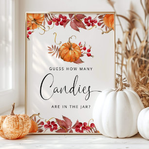 Kleine Kürbisbeere raten Sie, wie viele Bonbons Poster