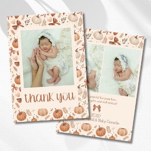 Kleine Kürbisblätter Herbst-Baby-Foto-Dankeschön Ankündigung