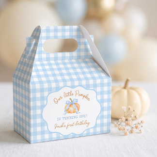 Kleine Kürbisblaue Gingham-Geburtstags-Geschenkbox Geschenkschachtel