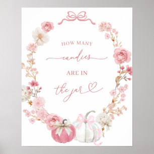 Kleine Kürbiskarte und Geschenke aus Weiß und Rosa Poster