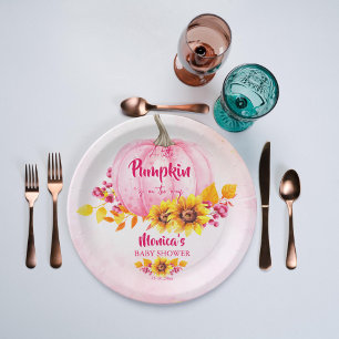 Kleine Kürbispink-Mädchen-Dusche Pappteller