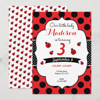 Kleine Lady Ladybug Geburtstag jeder altertümliche Einladung