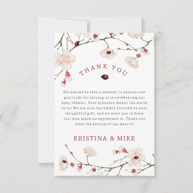 Kleine Ladybug Babydusche Dankeskarte (Vorderseite)