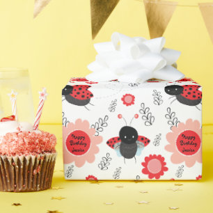 Kleine Ladybug Glückwunsch zum Geburtstag Individ Geschenkpapier