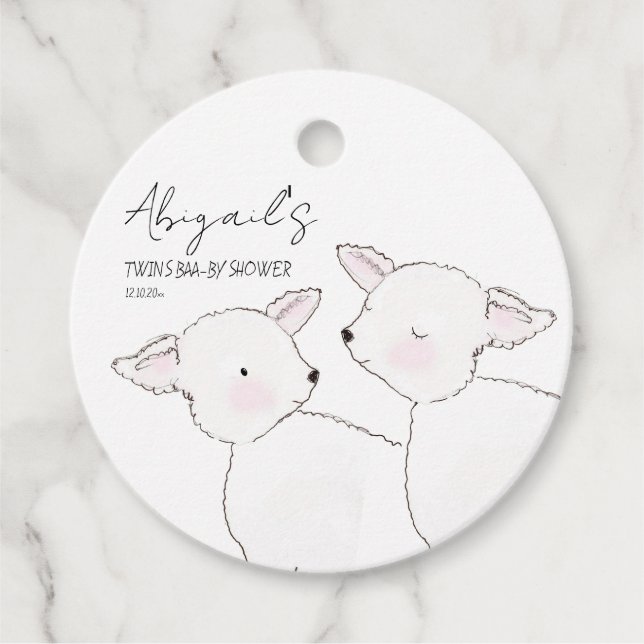 Kleine Lamb Twins Baby Dusche Geschenkanhänger (Vorderseite)