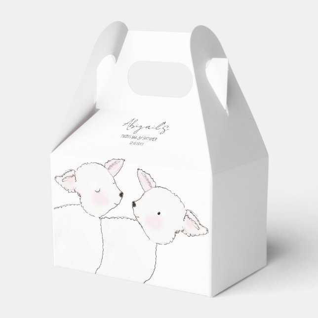 Kleine Lamb Twins Baby Dusche Geschenkschachtel (Vorderseite)