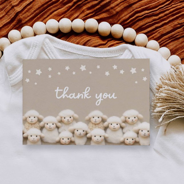 Kleine Lambdusche Flat Danke Karte (Little Lamb Baby Shower Thank you card)