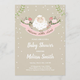 Kleine Lamm-Dusche Einladung Rosa Frühling