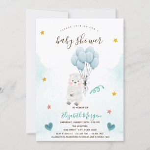 Kleine Lamm-Schaf Blaue Babyparty Einladung