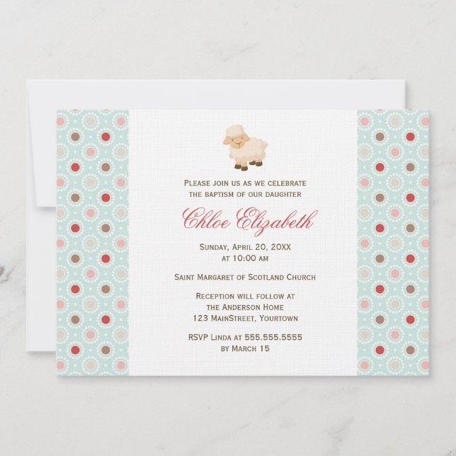 Kleine Lamm-Taufe Einladung (Vorderseite)