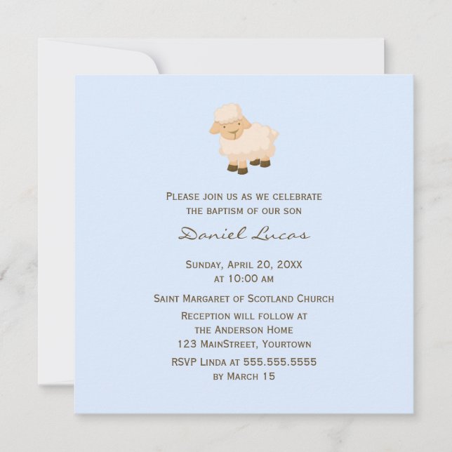Kleine Lamm-Taufe Einladung (Vorderseite)