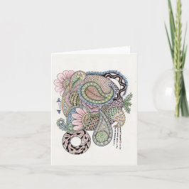 Kleine leere Notizkarte Rosa und Blau Doodle Dankeskarte