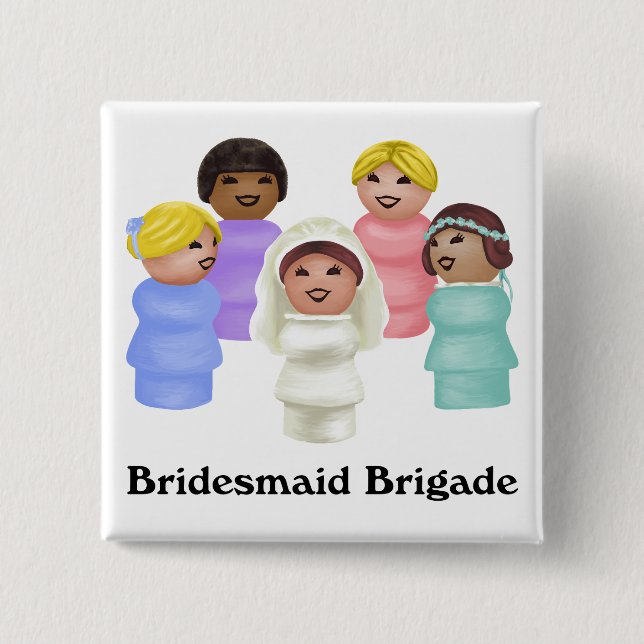 Kleine Leute - Brigade von Bridesmaid Button (Vorderseite)