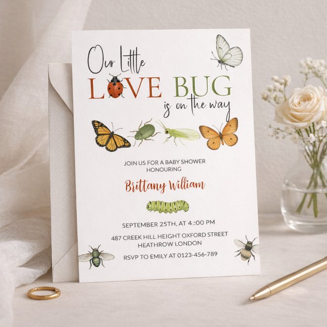 Kleine Liebe Bug Baby Shower Butterfly Einladung (Von Creator hochgeladen)