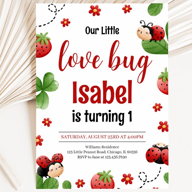 Kleine Liebe Bug Birthday Einladung (Von Creator hochgeladen)