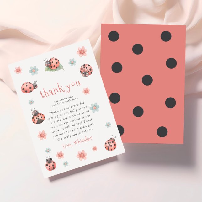 Kleine Liebe Bug Floral Girl Babydusche Dankeskarte (Von Creator hochgeladen)