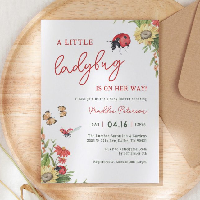 Kleine Liebe Bug Ladybug Girl Babydusche Einladung (Von Creator hochgeladen)