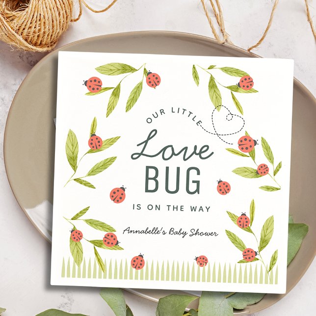 Kleine Liebe Bug Ladybug Leaf Babydusche Napkins Serviette (Von Creator hochgeladen)
