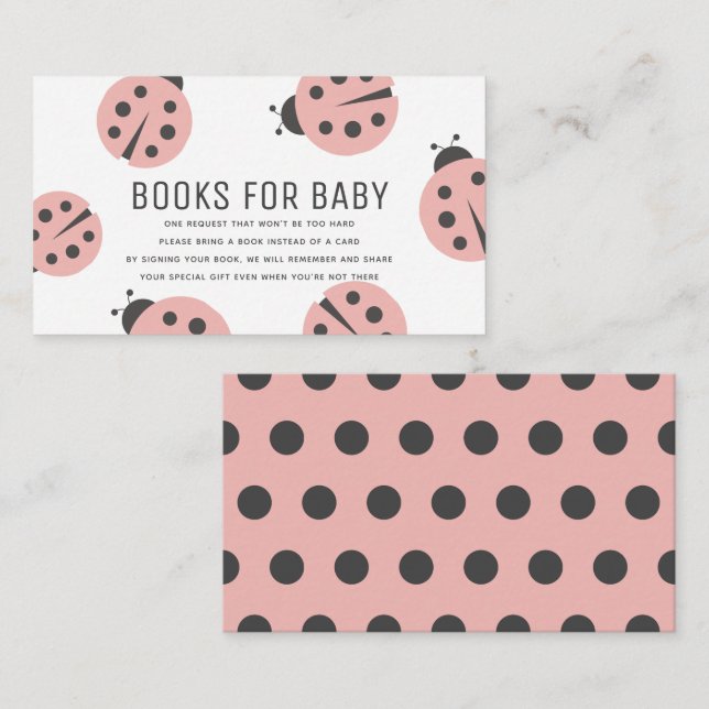 Kleine Liebe Bug Pink Ladybug Bücher für Babydusch Begleitkarte (Vorne/Hinten)