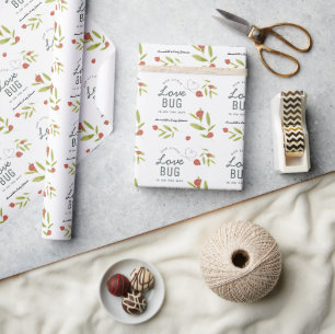 Kleine Liebeskäfer-Ladybug-Grün-Baby-Party Geschenkpapier