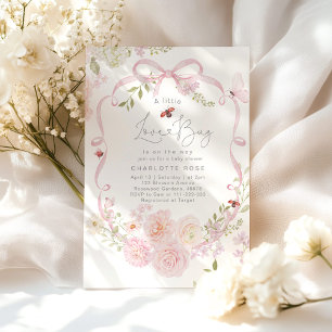 Kleine Liebeswanze Rosa Schleife Baby Shower Einladung