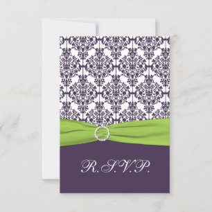 Kleine Limette und violette Damast-Antwortkarte RSVP Karte