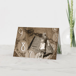 Kleine Mädchen auf Bahngleisen im Uhrzeigersinn Karte