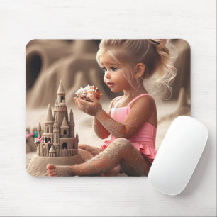 Kleine Mädchen bewundern Seashell Mousepad