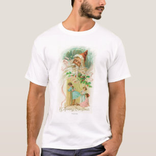 Kleine Mädchen, die durch Schlafzimmer-Tür T-Shirt