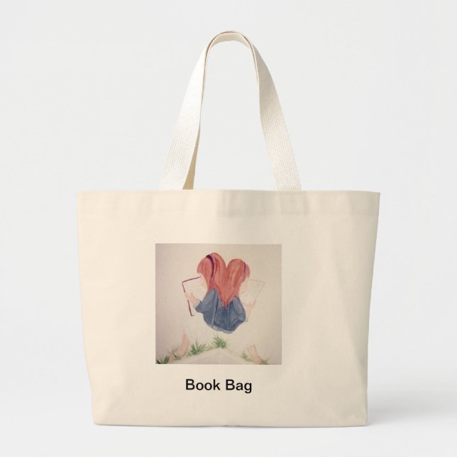 kleine Mädchen, die Taschentasche lesen Jumbo Stoffbeutel (Vorne)
